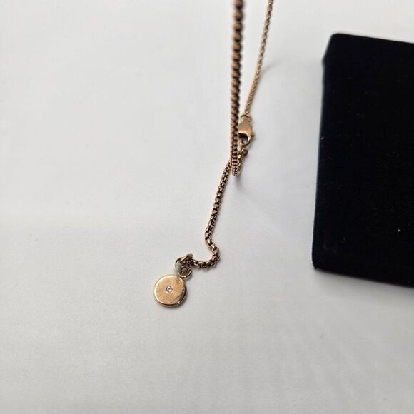 Michael Kors Elegant Rose Gold Drop Necklace Gray Pearls Rhinestones - Picture 4 of 6